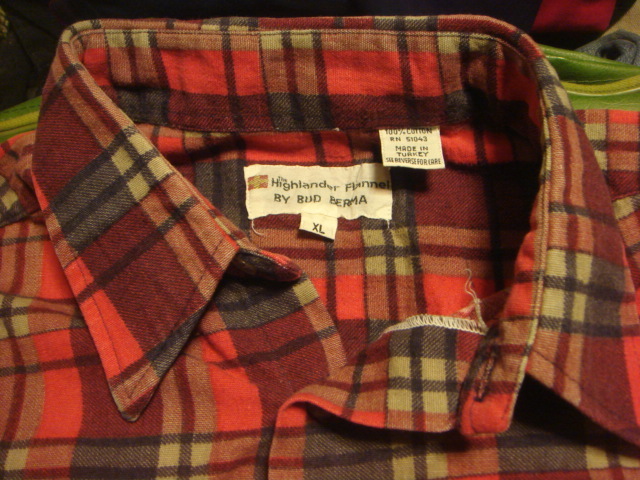 1812トルコTURKEY製オールドOLDハイランダー フランネルHIGHLANDER FLANNEL by BUD BERMAプリント ネルシャツUSED古着ジョニオRED赤XL古着_画像3