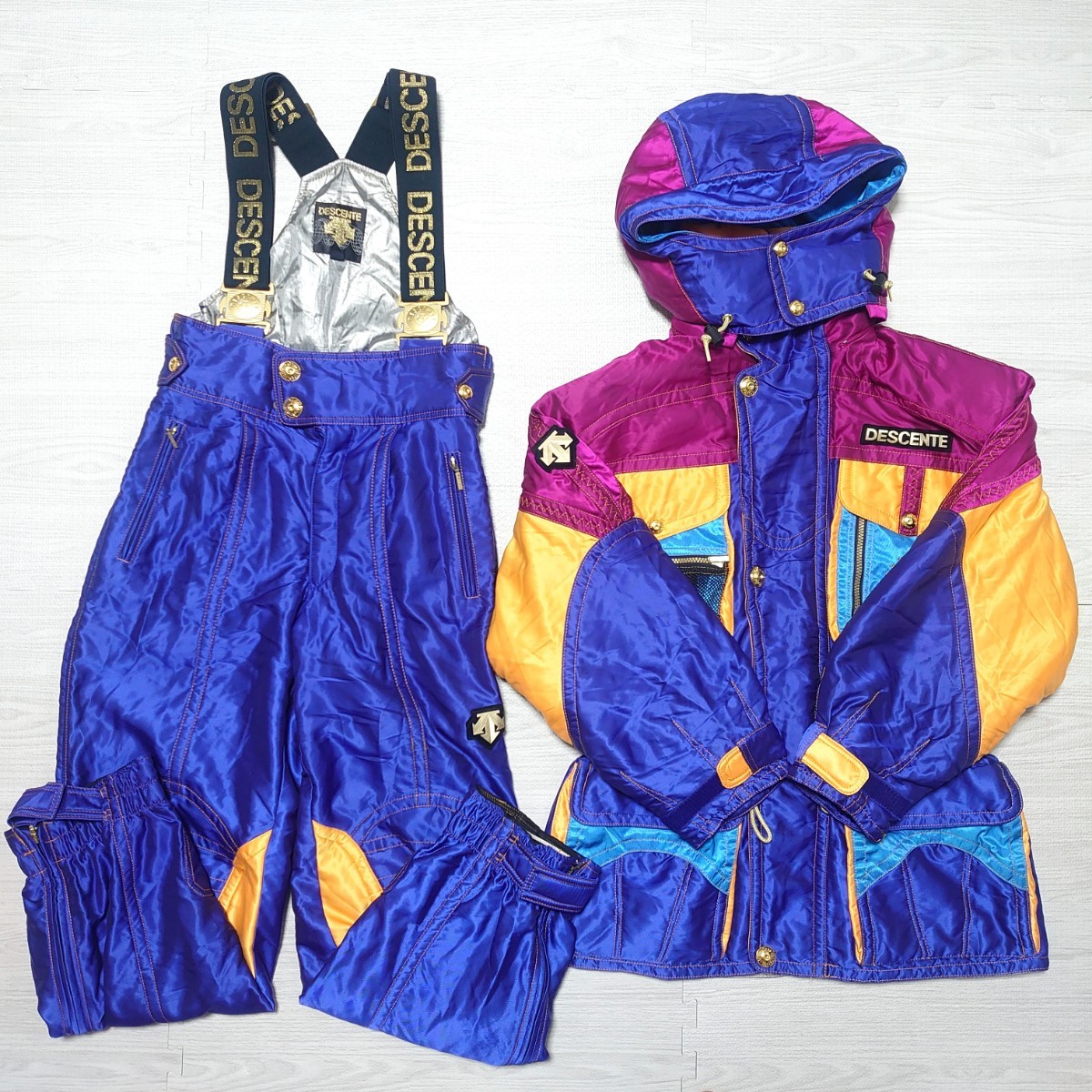 DESCENTE Descente men's ski wear setup jacket pants k Lazy purple embroidery retro that time thing Vintage tp-23x1125