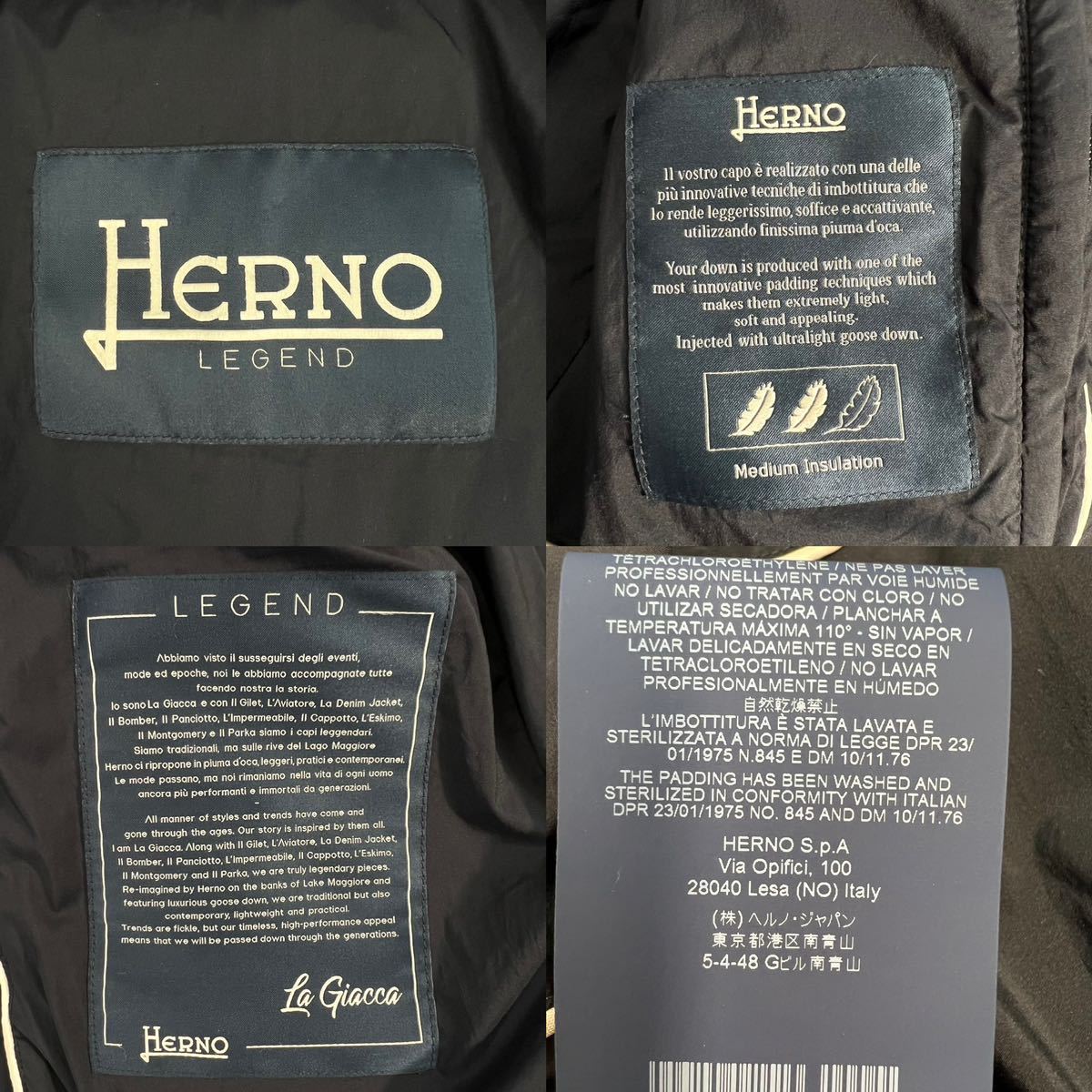 定価10万超 極美品 HERNO ヘルノ ダブルフェイス ダウンテーラードジャケット サイズ48/L相当 ブラック 最高級品 極美シルエット A3018_画像10