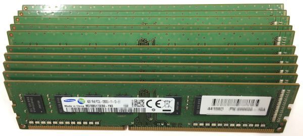 【4GB×10枚組】低電圧版 SAMSUNG PC3L-12800U(PC3L-1600) 1R×8 中古メモリー デスクトップ用 DDR3L 即決 動作保証【送料無料】_画像2