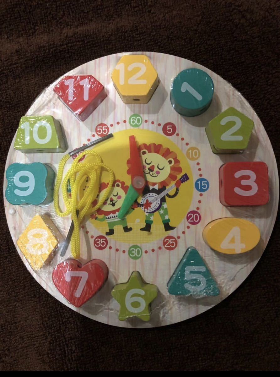 ★時計パズル＜ひも通し付き＞★木製知育玩具 知育玩具として大人気の時計パズルが紐通し付きとなっています。_画像5