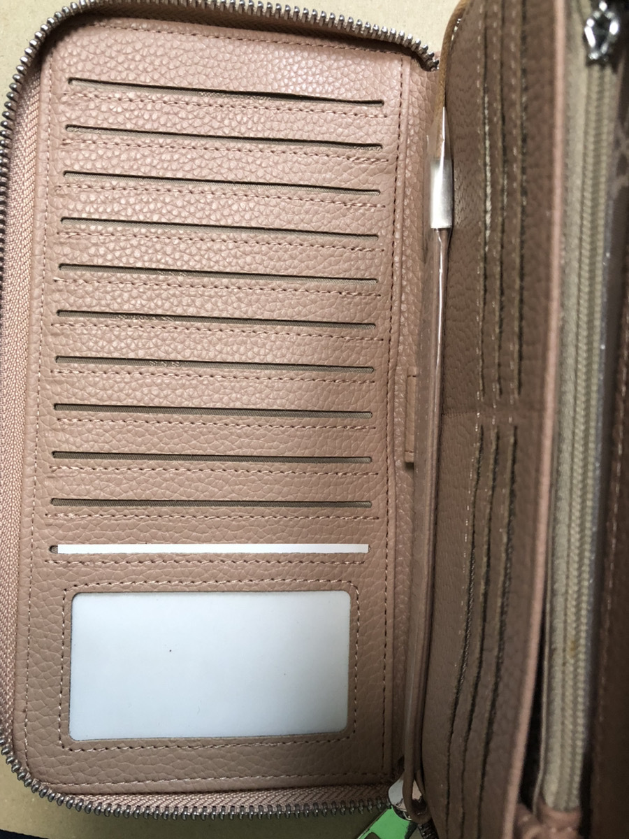 新品 超大容量長財布 RFIDカード収納17枚 スマホケース ペン収納 ピンク メンズ レディース PUレザーウォレット