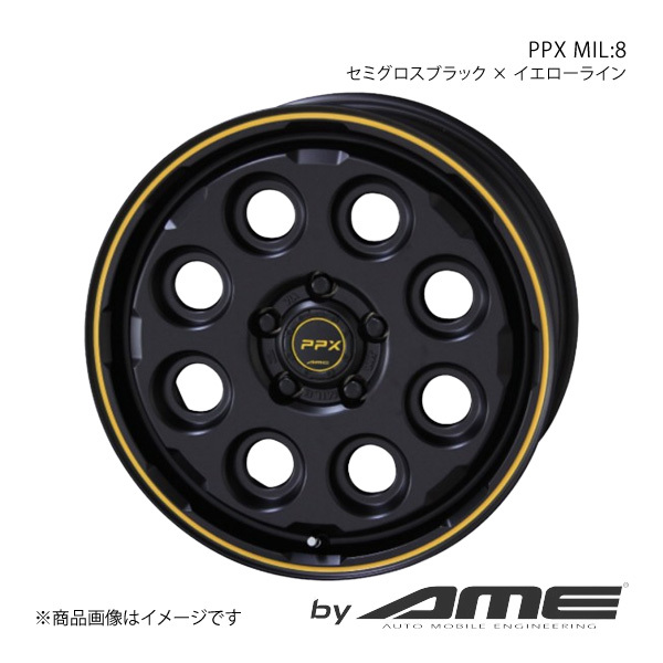 PPX Mil：8 アルミホイール1本 ロッキー A2#0S(2019/11～)【16×6.0J 4-100 +40 セミグロスブラックイエローライン】 共豊_画像1