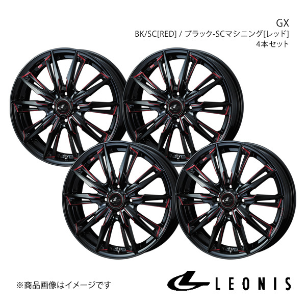 LEONIS/GX モコ MG33S アルミホイール4本セット【15×4.5J4-100 INSET45 BK/SC[RED]】0039330×4_画像1