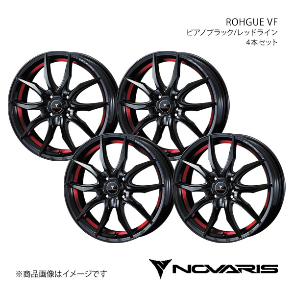 NOVARIS/ROHGUE VF スペイド 140系 FF 14インチ車 ホイール4本セット【16×6.0J 4-100 INSET42 ピアノブラック/レッドライン】0040063×4_画像1