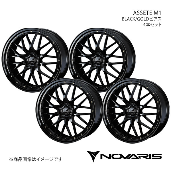 NOVARIS/ASSETE M1 オデッセイ RC1/RC2/RC4 アルミホイール4本セット【18×7.5J 5-114.3 INSET53 BLACK/GOLDピアス】0041064×4_画像1