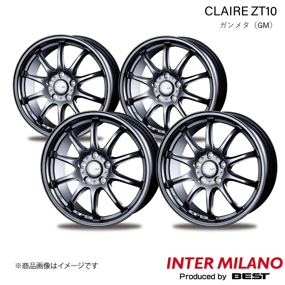 INTER MILANO/インターミラノ CLAIRE ZT10 CT 10系 ホイール 4本【16×6.5J 5-100 INSET45 ガンメタ】