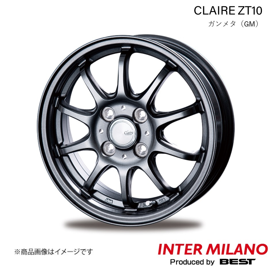 INTER MILANO/インターミラノ CLAIRE ZT10 アクア 10系 ホイール 1本【16×6.0J 4-100 INSET43 ガンメタ】