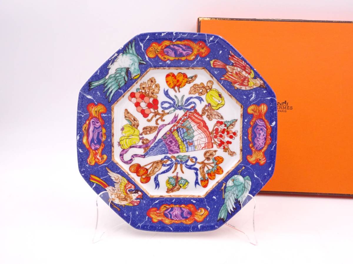 RA210/未使用 展示品/エルメス ピエールドリアン・エ・ドクシダン 八角 プレート 箱/HERMES MARQUETERIE 食器 飾り 皿 コレクション 保管品