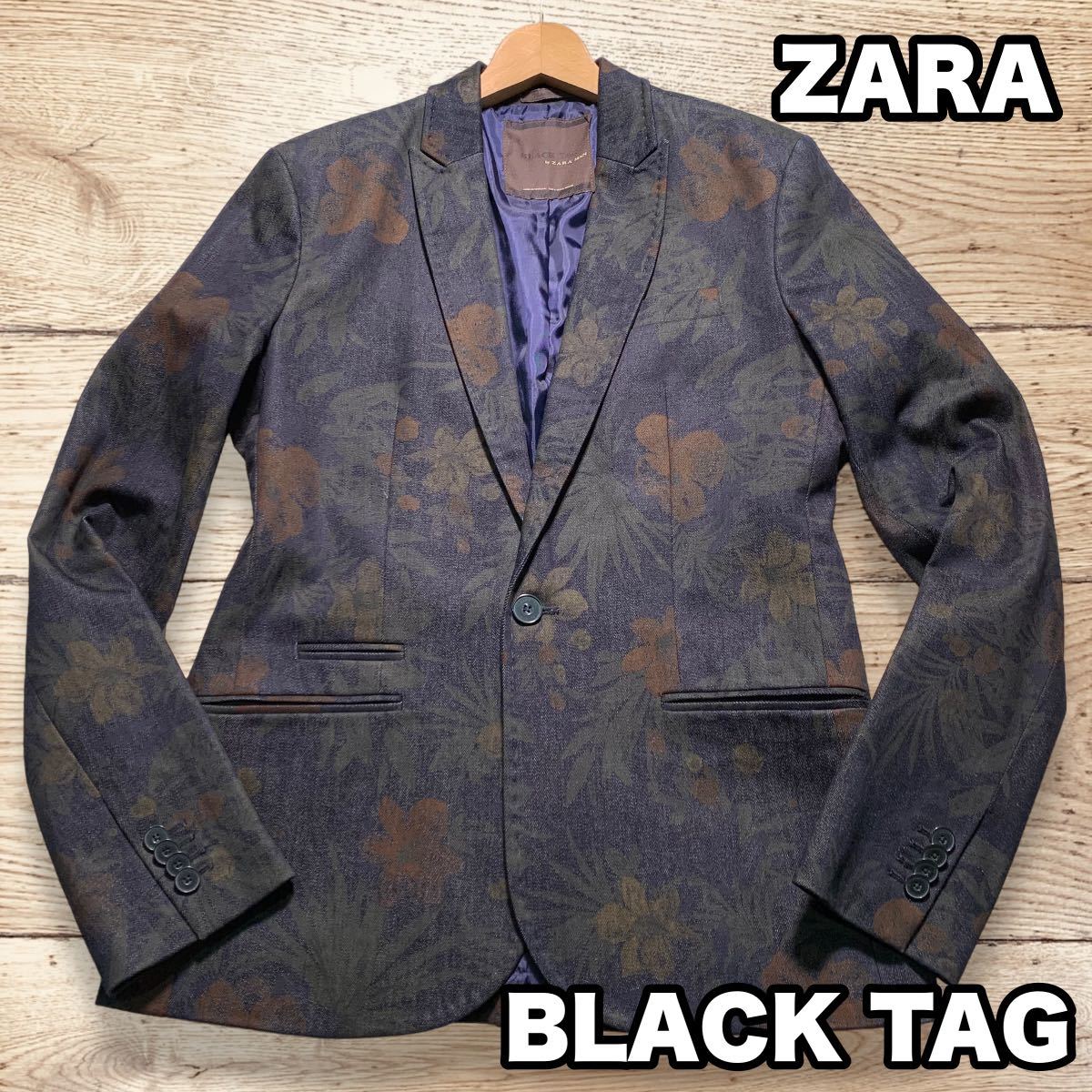 ZARA BLACKTAG テーラードジャケット ストレッチ 花柄 ネイビー ZARA BLACKTAG テーラードジャケット ストレッチ 花柄 ネイビー