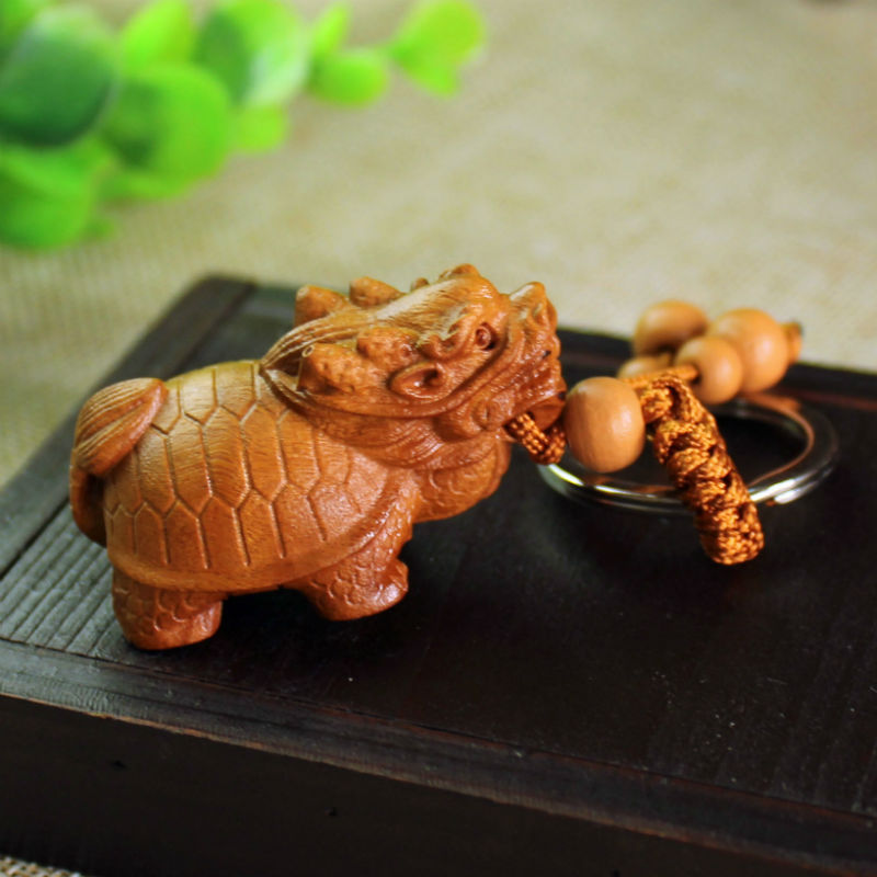 [ peach. tree netsuke ]* dragon turtle long i* natural / natural tree made / handmade / hand made / skill sculpture / key holder / strap / present / better fortune feng shui . except .