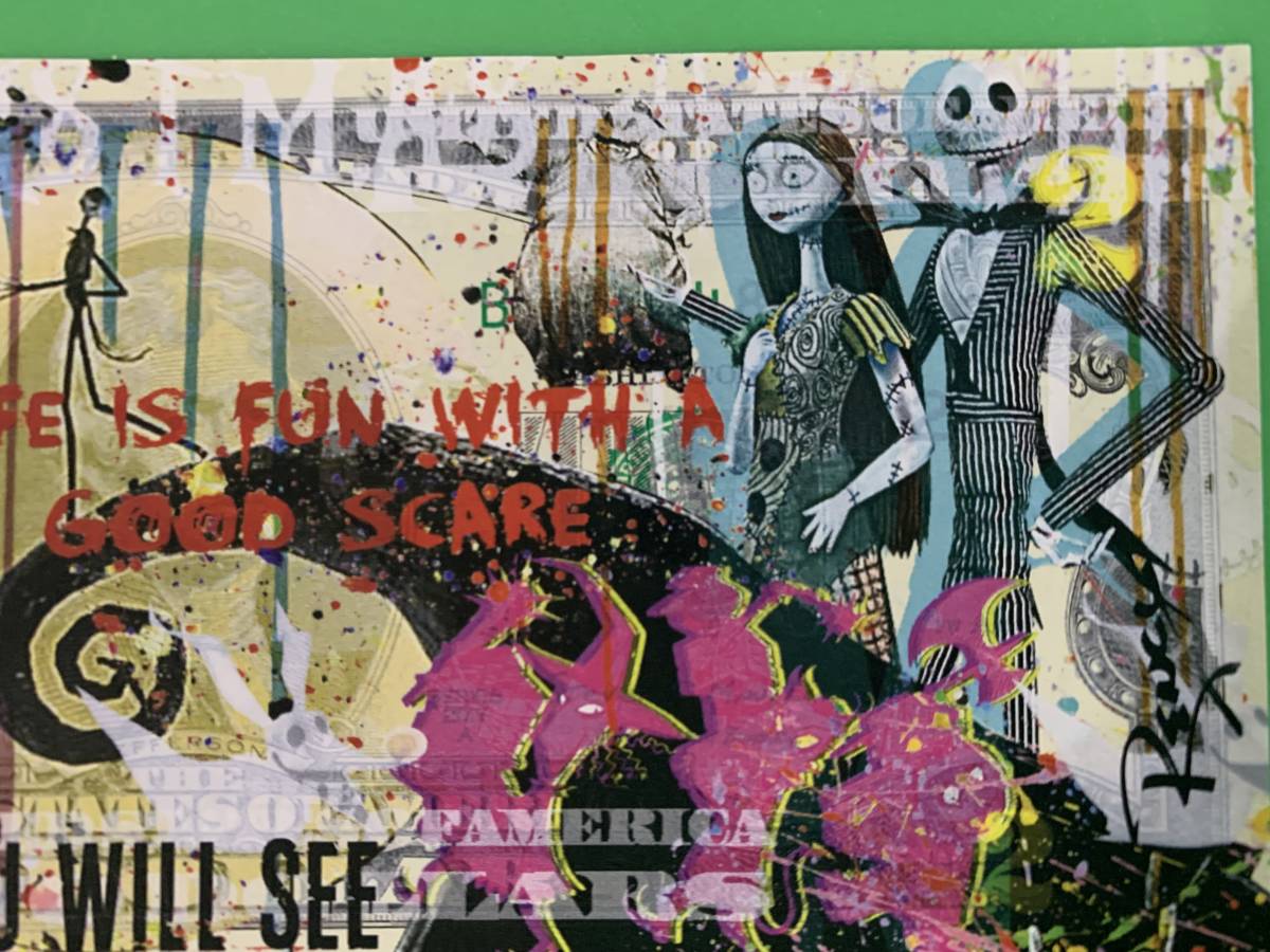 ハロウィン タウン ナイトメアー ビフォア クリスマス レンシー バンクシー 2ドル札 サイン入り Banksy $2 ジャック スケリントン アメリカの画像2