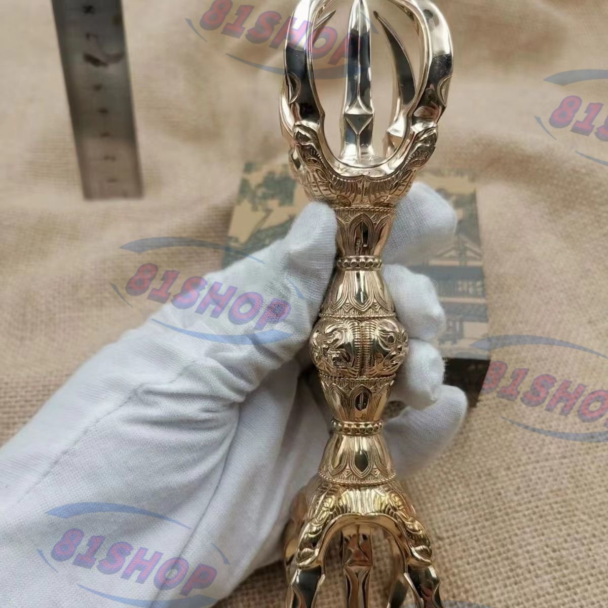 81SHOP」極上品 「寺院仏具 密教法具」真言宗 鬼面型 五鈷杵 81SHOP」極上品 「寺院仏具 密教法具」真言宗 鬼面型 五鈷杵