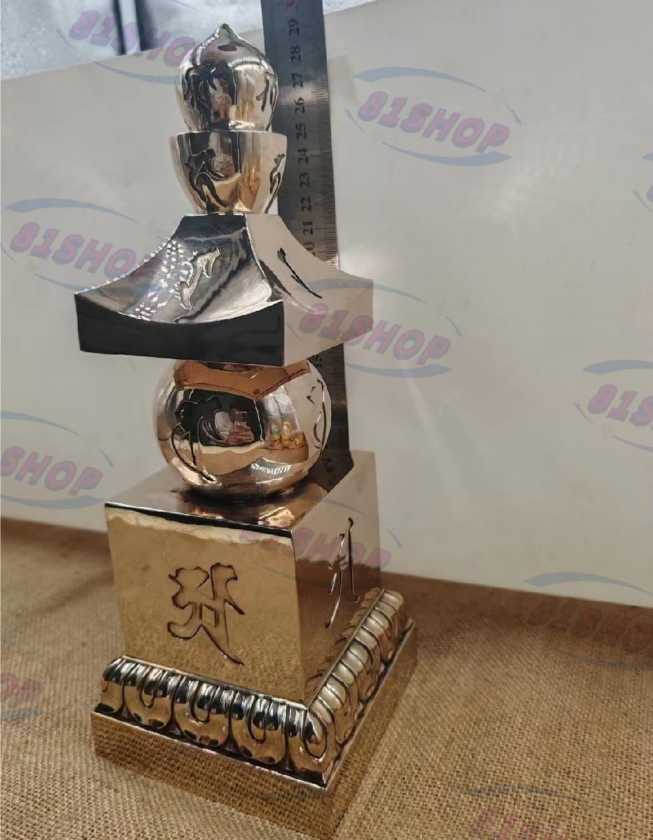 81SHOP」 密教法具 五輪塔 梵字 真鍮仏具 風水アイテム総高29cm 81SHOP」 密教法具 五輪塔 梵字 真鍮仏具 風水アイテム総高29cm