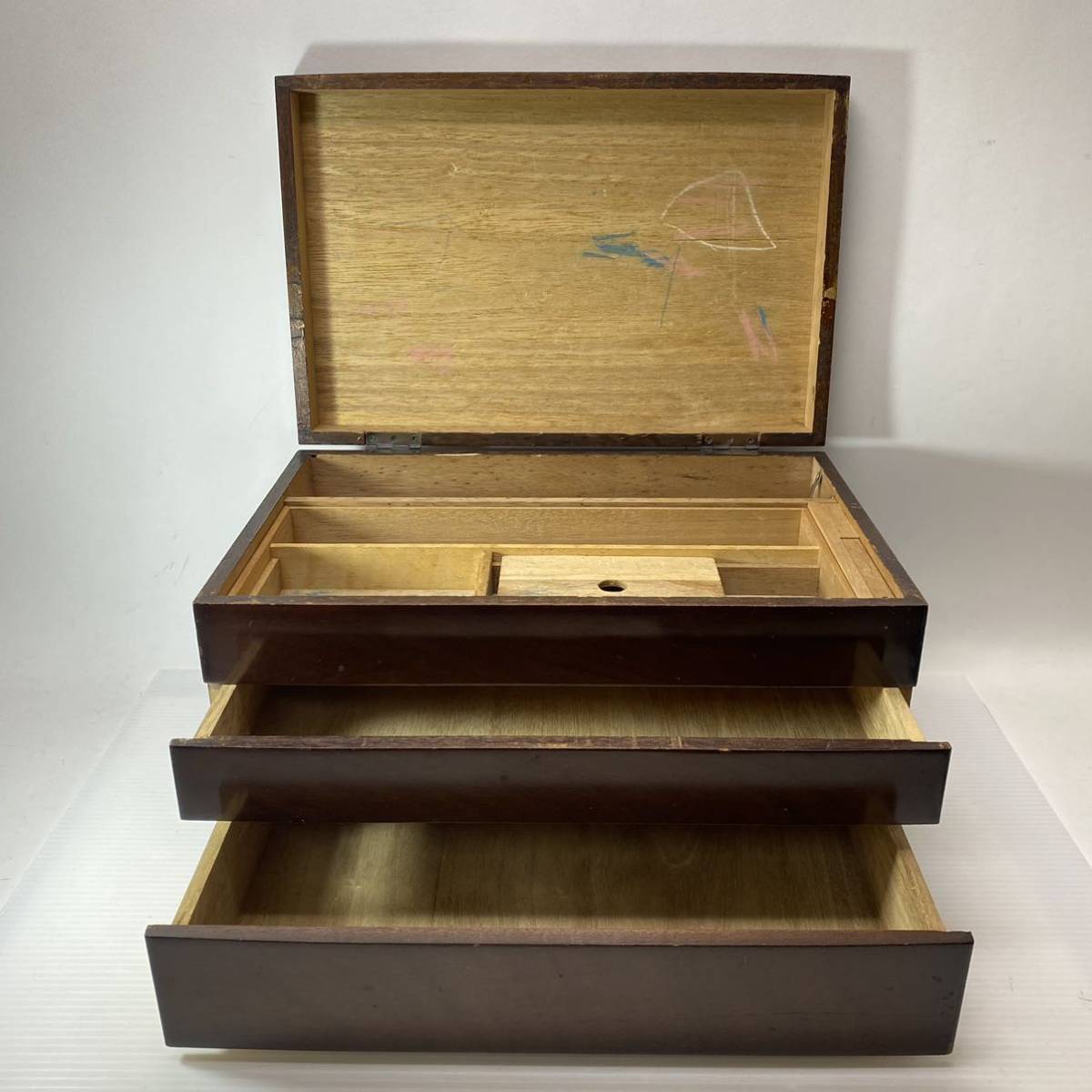 木製 ソーイングボックス 裁縫箱 レトロ 古道具 小物入れ インテリア 飾_画像3