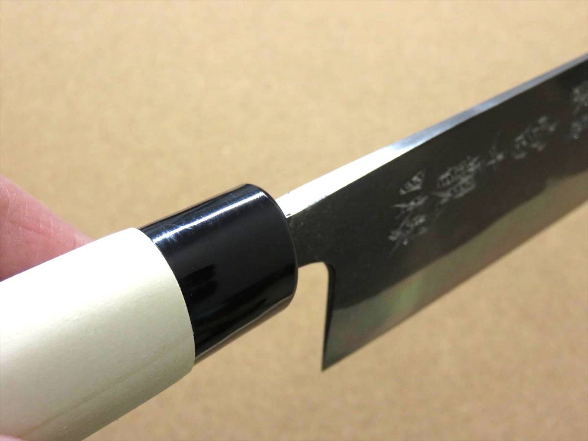 関の刃物 菜切り包丁 18cm (180mm) 富士觀 黒打 青紙2号 軟鉄 炭素鋼 朴の木 口金付き 両刃包丁 家庭用 野菜切り かつらむき 日本製_画像8