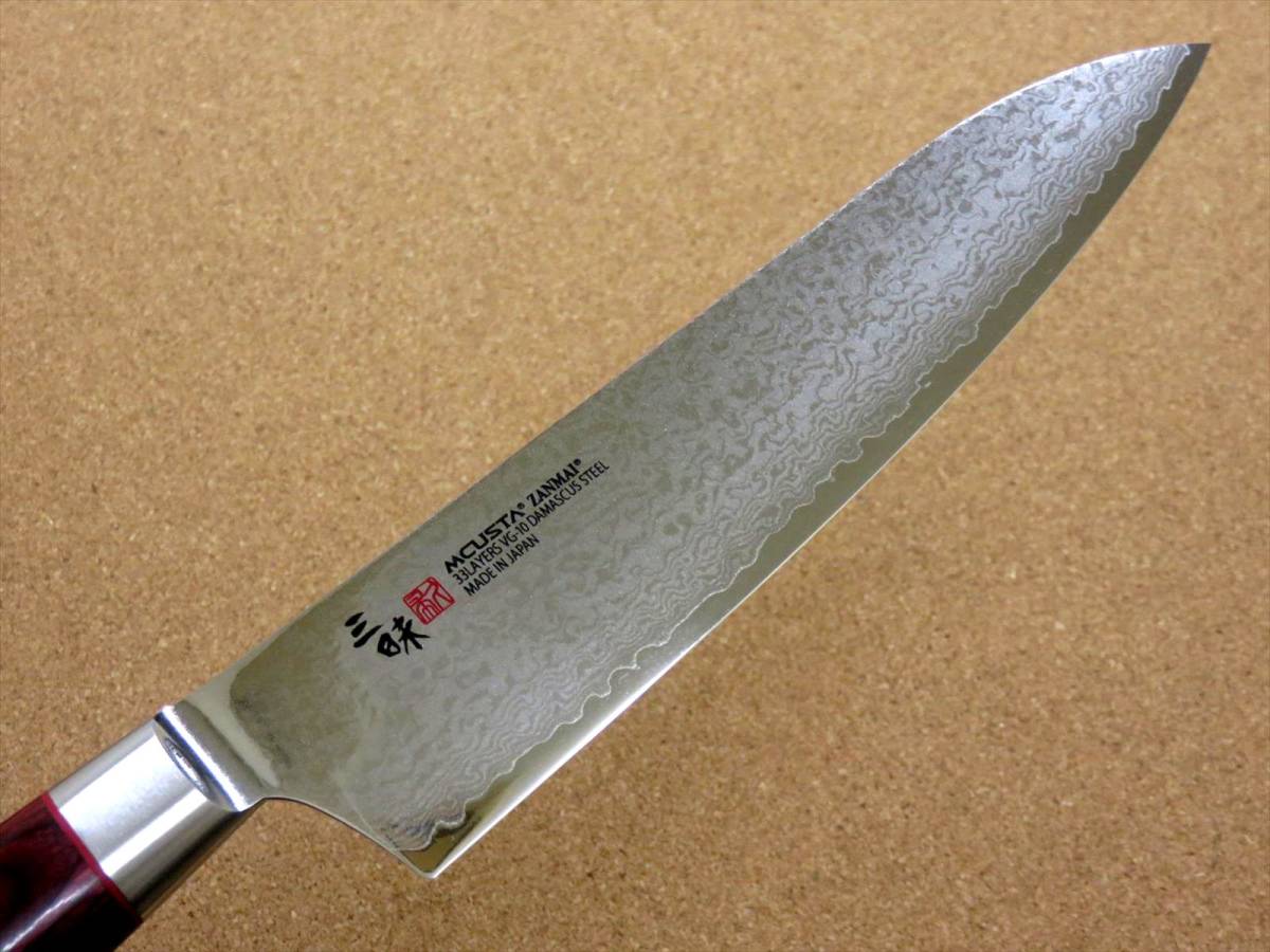 包丁 牛刀 18cm (180mm) 三昧 クラシックプロ ダマスカス 紅蓮 33層鋼 関の刃物 最高級 VG-10 赤合板 洋包丁 肉切り 魚処理 野菜 日本製