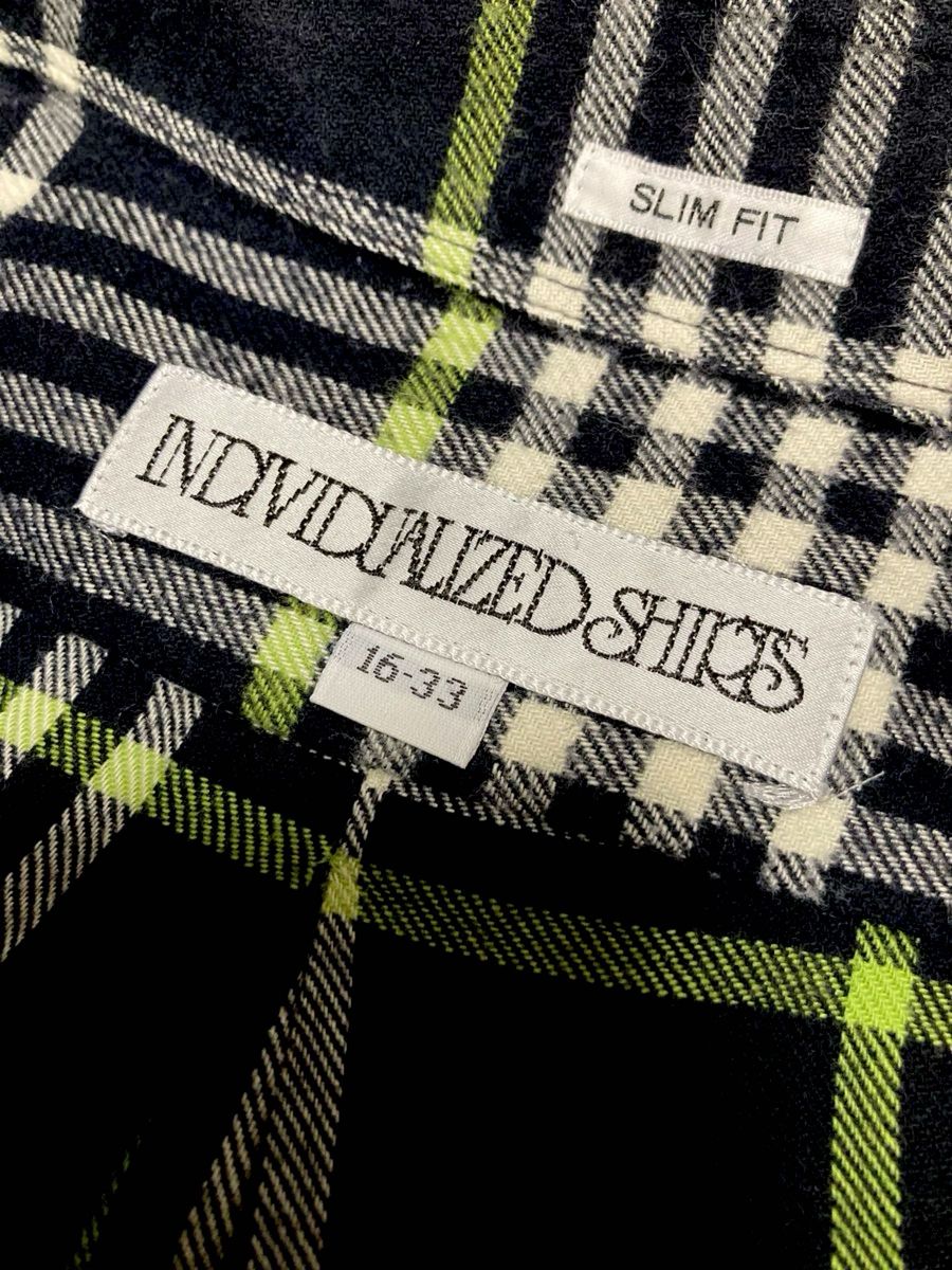 INDIVIDUALIZED SHIRTS／オーバーチェックシャツ／ボタンダウン／ネイビー／イエロー