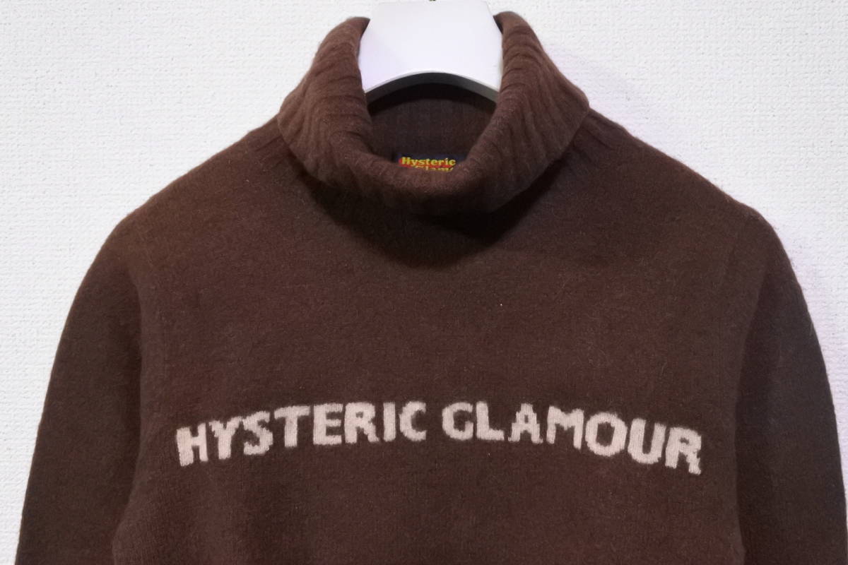 90's Hysteric Glamour Knit Sweater size F ヒステリックグラマー ハイネック ニット セーター ブラウン Y2K_画像3