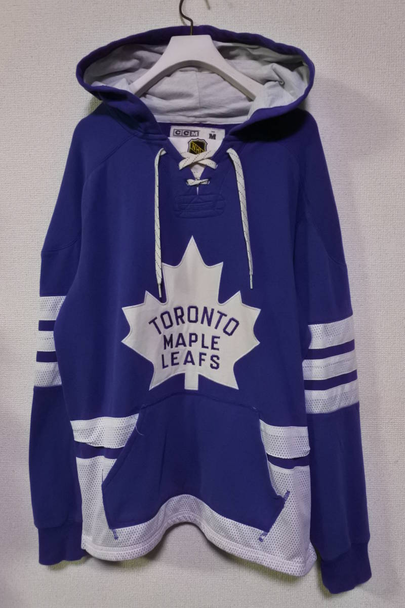 NHL TORONTO MAPLE LEAFS CCM Hoodie size M メイプルリーフス レースアップ パーカー_画像1