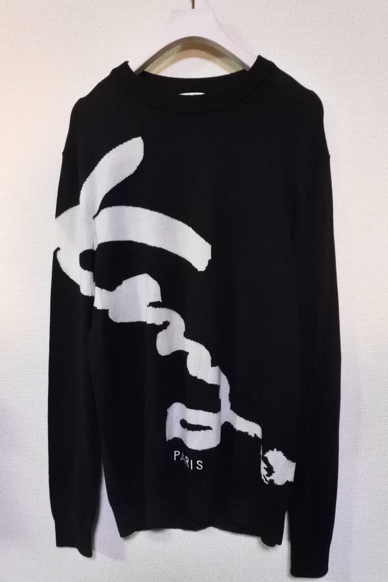 KENZO PARIS Wool Knit Sweater size S ケンゾー ラムウール ニット セーター ブラック トルコ製