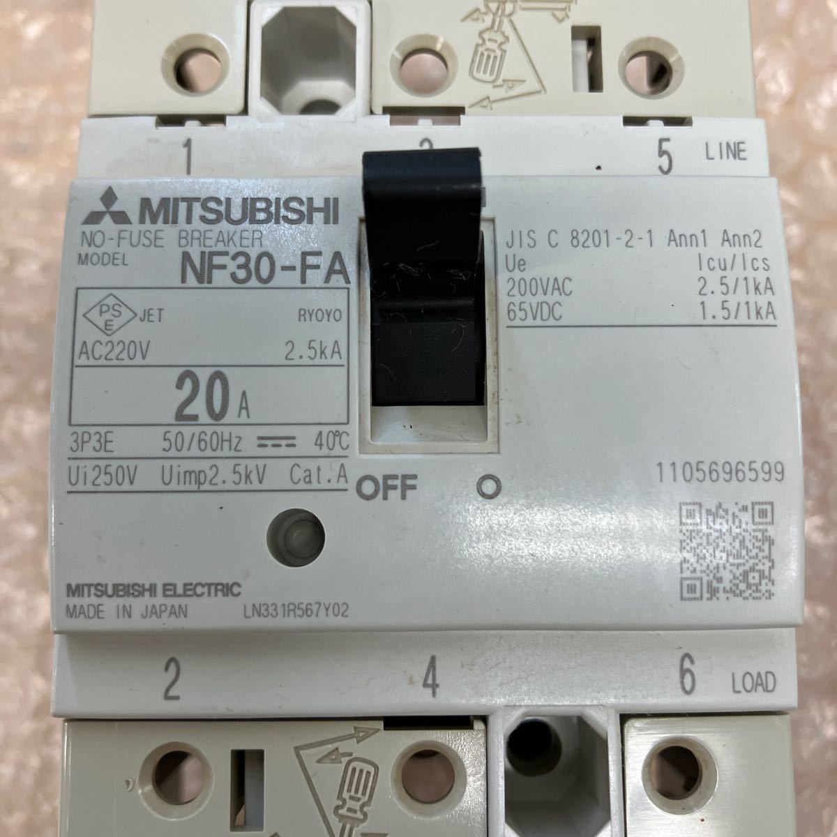 三菱　MITSUBISHI　NF30-FA　ノーヒューズブレーカー　3P　20A　U-347_画像2