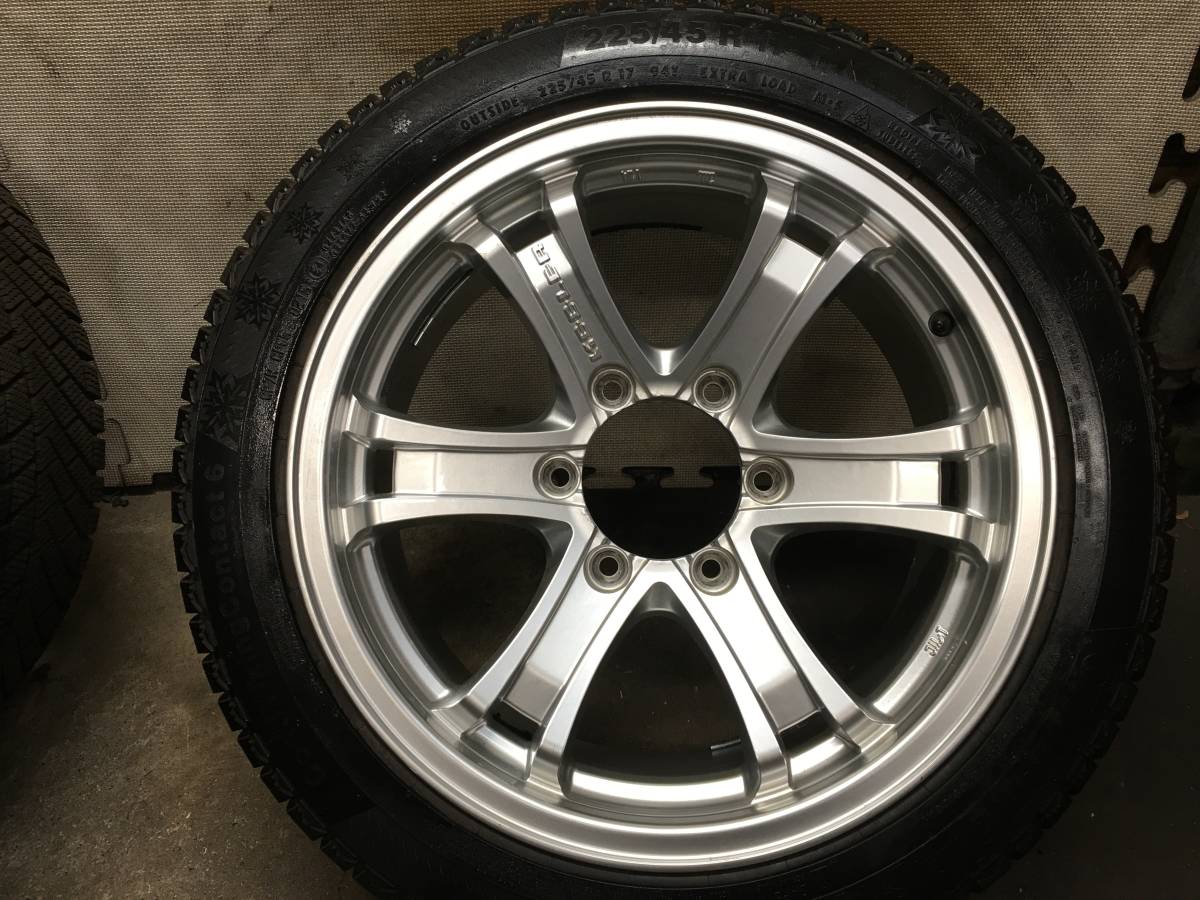 【ハイエース】バリ山225/45R17コンチネンタル スタッドレスタイヤ＆17×7.5J+25 PCD139.7 6H WEDSキーラーフォースアルミホイール ４本_画像8