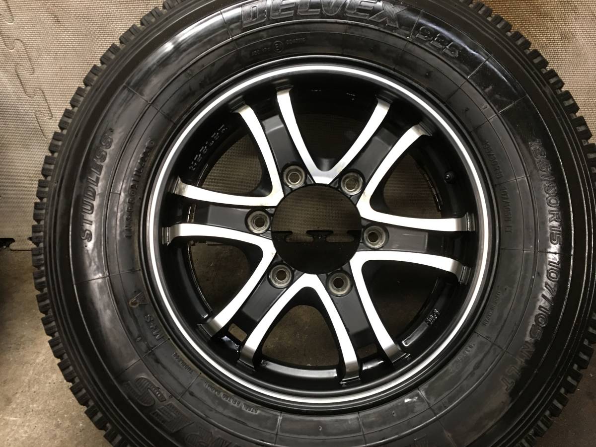 【NV350キャラバン】溝有21年製195/80R15LT TOYOスタッドレスタイヤ15×5.5J+42 PCD139.7 6H wedsアルミホイール ４本　E26/E25キャラバン_画像6