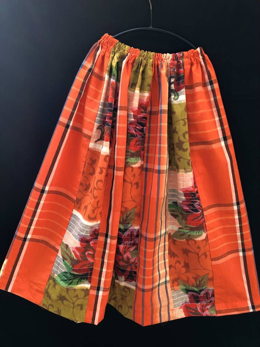  new goods hand made kimono remake * Japanese clothes remake night . ground patchwork flair skirt * long skirt postage 230 jpy 