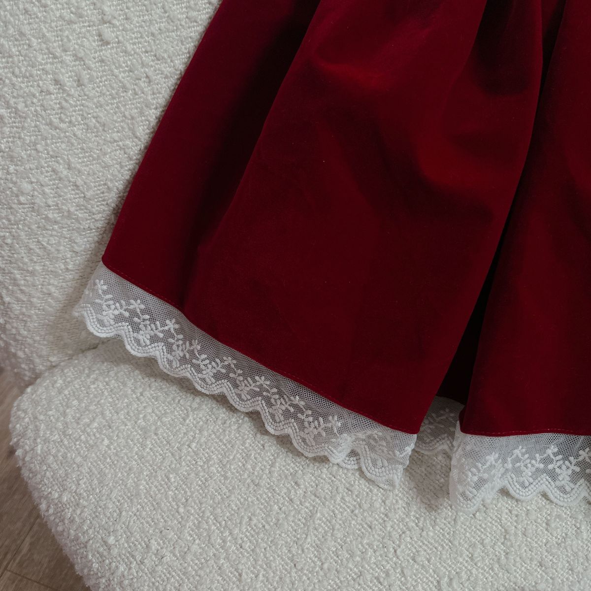 ベルベットドレス　発表会　セレモニードレス　ベビードレス キッズ ワンピース　誕生日ドレス　赤ドレス　80 100 120