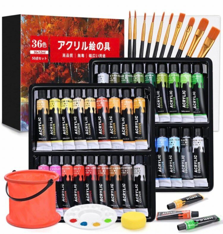 楽天市場】35点セット アクリル絵の具 24色 アクリルガッシュ 10