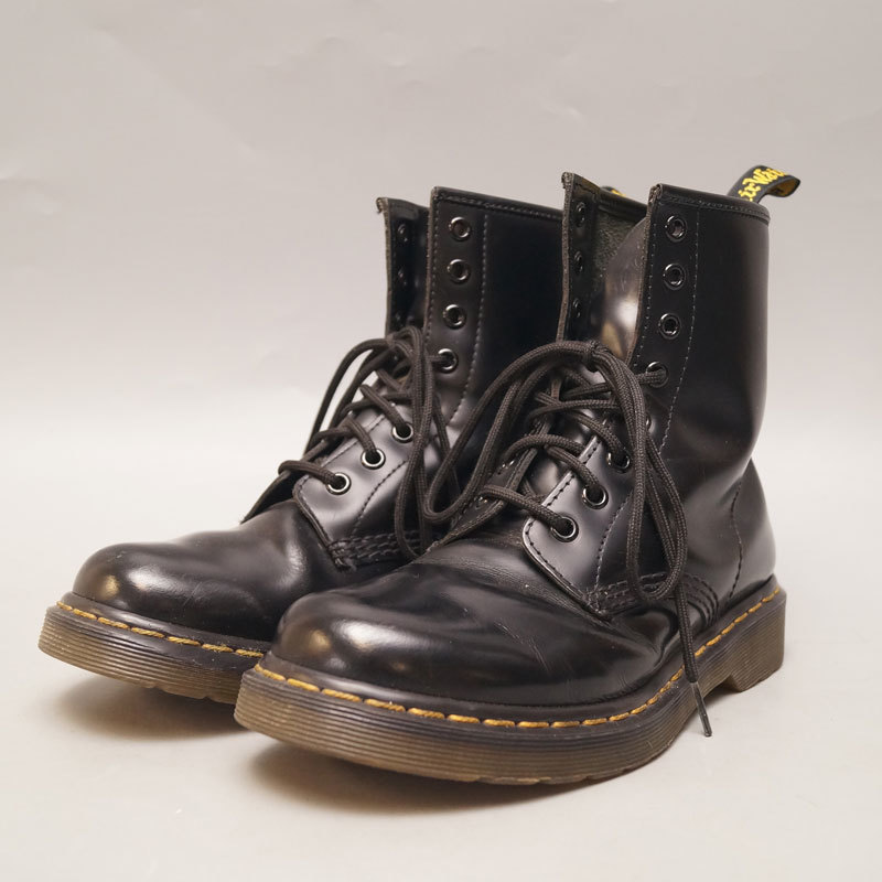 yh18-Dr.Martens Dr. Martens 8 hole boots black UK5 Air Wair air wear leather boots race up shoes leather shoes 