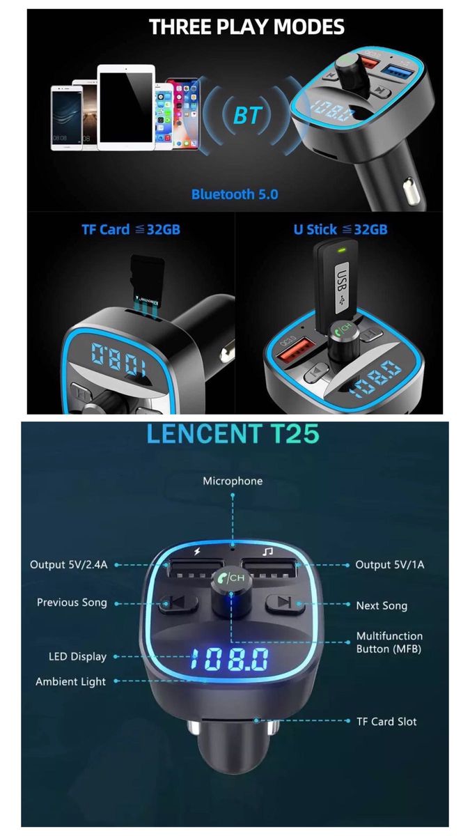 Bluetooth FMトランスミッター 充電器　充電　音楽再生　同時充電　ハンズフリー　スマホ  シガーソケット　SDカード　