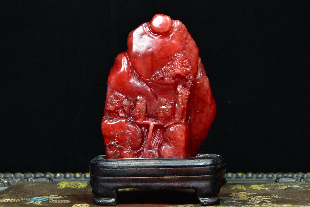 蔵友館蔵品・寿山石・紅田黄石・細密彫・松山雅聚印章】・希少 蔵友館蔵品・寿山石・紅田黄石・細密彫・松山雅聚印章】・希少