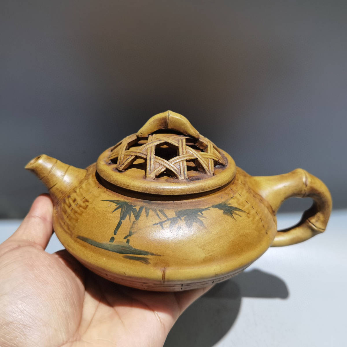 【蔵友館蔵品・紫砂壺・竹編壺・金沙寺僧款・原礦段泥】・茶道品・希少珍品・賞物・中国古美術