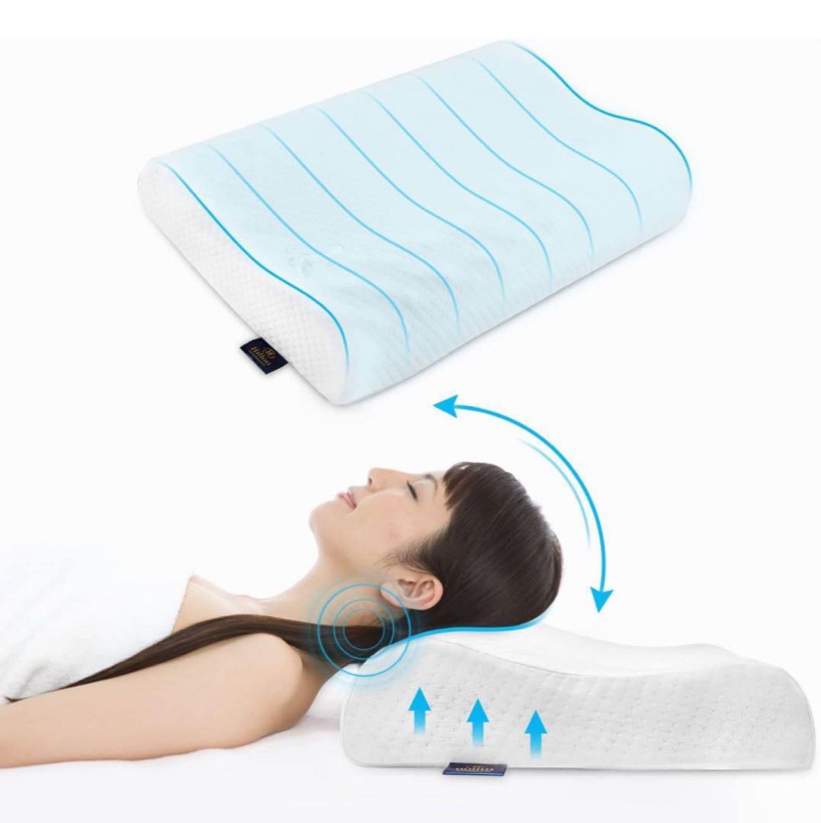 枕 安眠 肩がラク 低反発 まくら 中空設計 低反発枕 仰向き 横向き 洗える