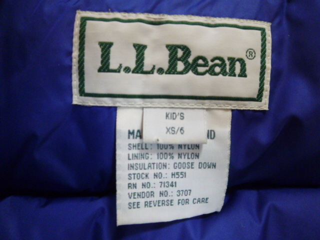 L.L.Bean KID'S キッズ グースダウンベスト XS/6 記名なし エルエルビーン　90　100　110_画像3