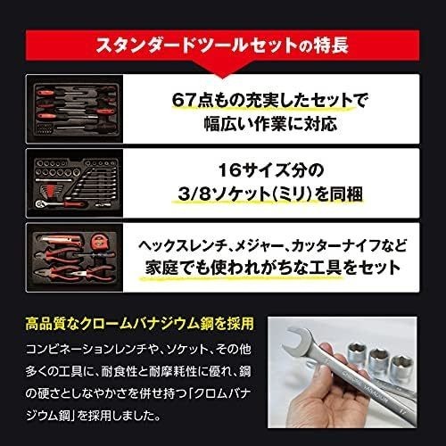 特価ProTOOLs （プロツールス） スタンダードツールセット 67PCS 9.5sq 工具セット ツールセット 日曜大工 DIY_画像9