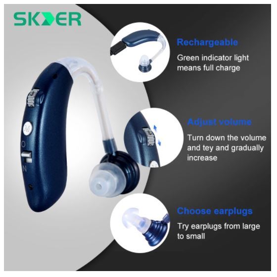 送料無料　ベージュ　集音器 耳かけ式 左右　両耳　兼用 充電式　補聴器 難聴　デジタル　中程度_画像4