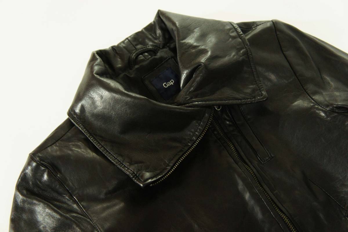 [ ultimate beautiful ]GAP Gap finest quality. sheep leather leather rider's jacket black lady's [ size M] piece .. model series Biker all american 