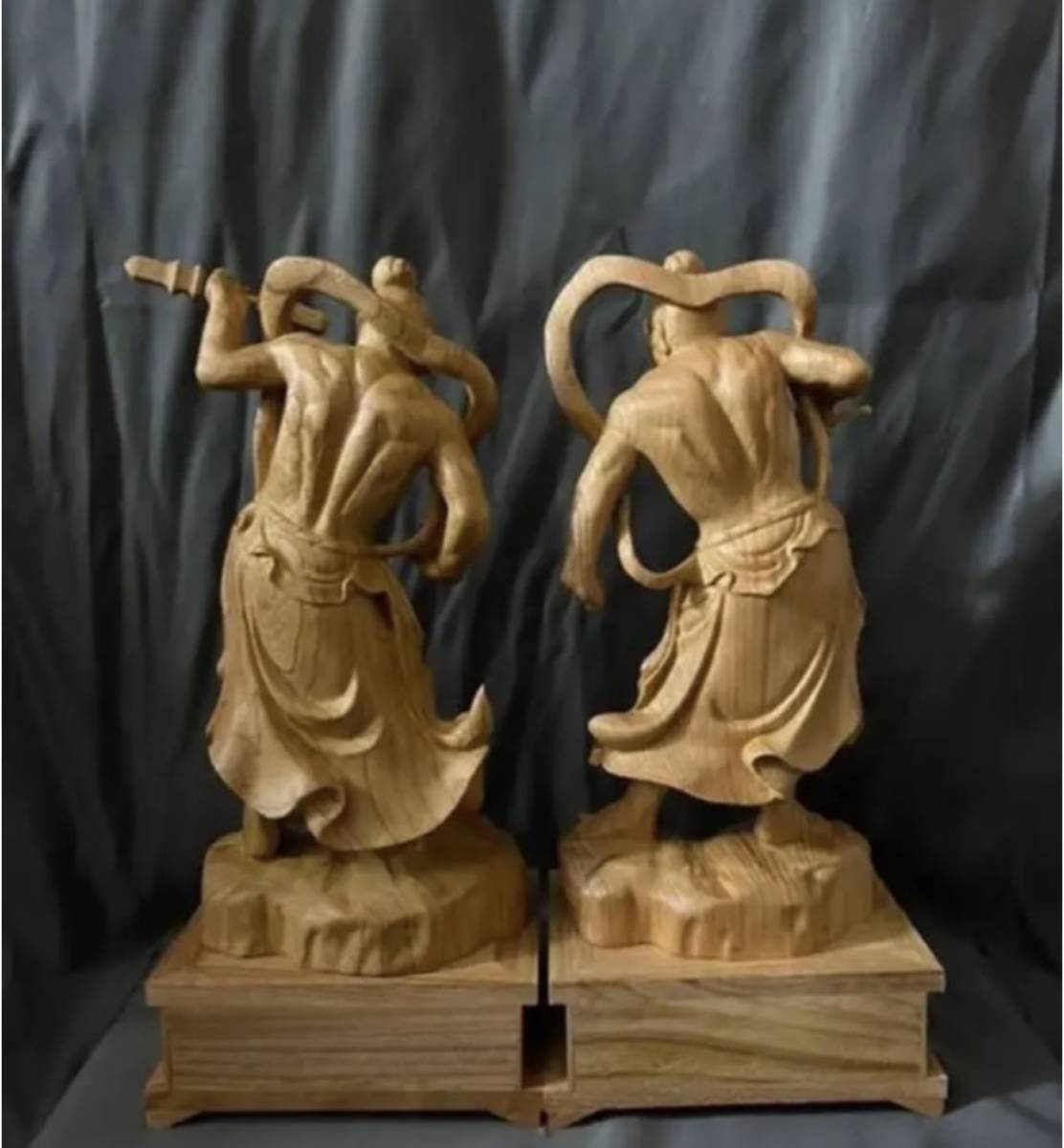 大型38cm　井波彫刻　総ケヤキ材　仏教工芸品　仏師手仕上げ品　金剛力士像一式_画像10