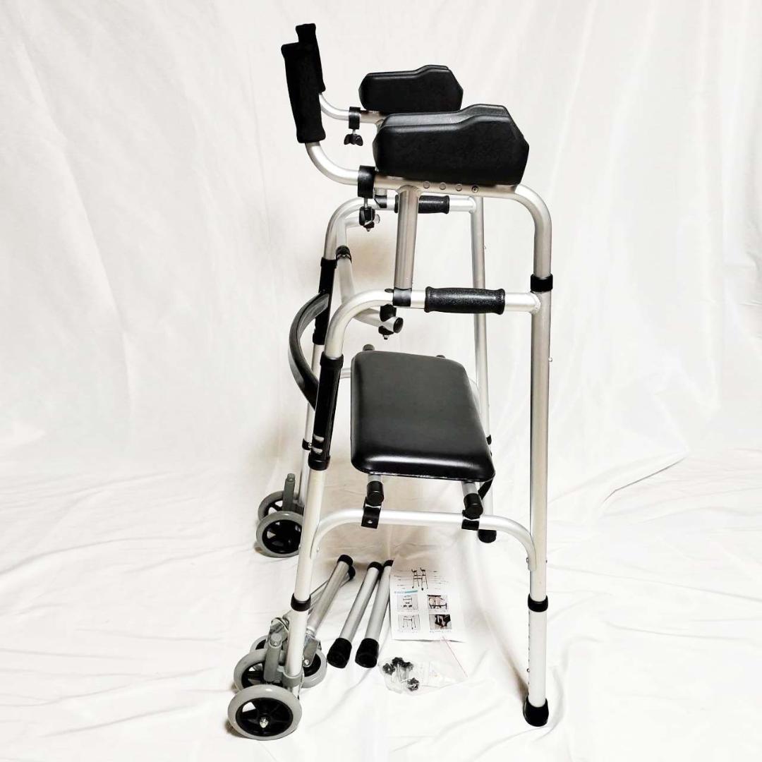 両肘付き歩行器 車輪付き 座面 折り畳み可能 新品 介護 病院 歩行練習_画像6