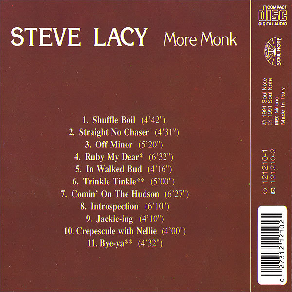 廃盤＆稀少盤！在庫処分！！ STEVE LACY ☆Only Monk + More Monk☆ 中古ＣＤ２枚纏めて！_more_back