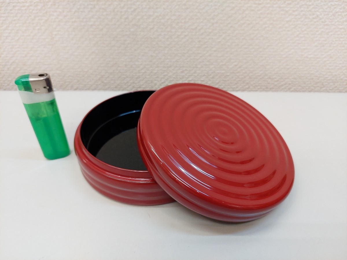 限定品　逸品　朱筋香合　木製　山中漆器　本漆手塗　四寸五分　径１３５ミリ　デッドストック　廃盤品　アウトレット　仏具　寺院　焼香