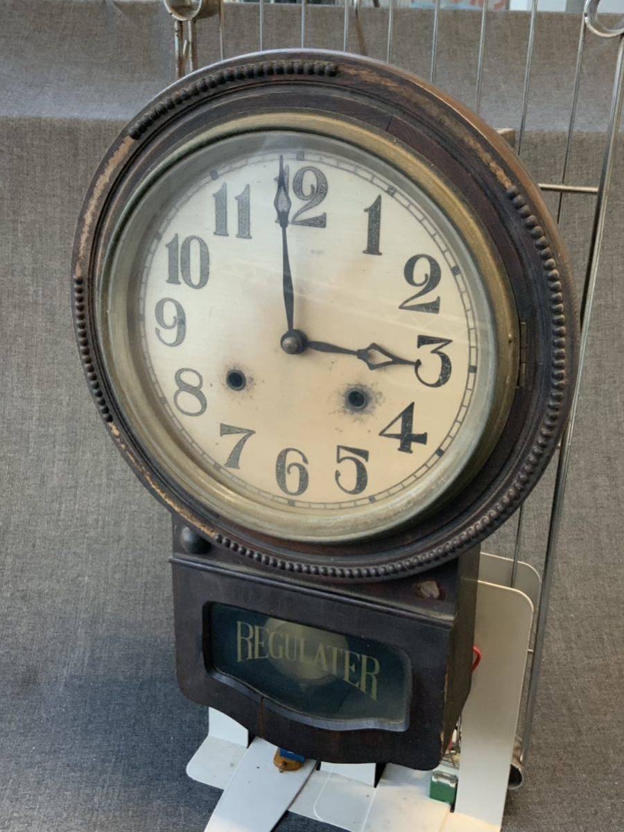 R20j1 昭和レトロ　ゼンマイ式 掛け時計 アンティーク 柱時計 振り子時計　REGULATER _画像1
