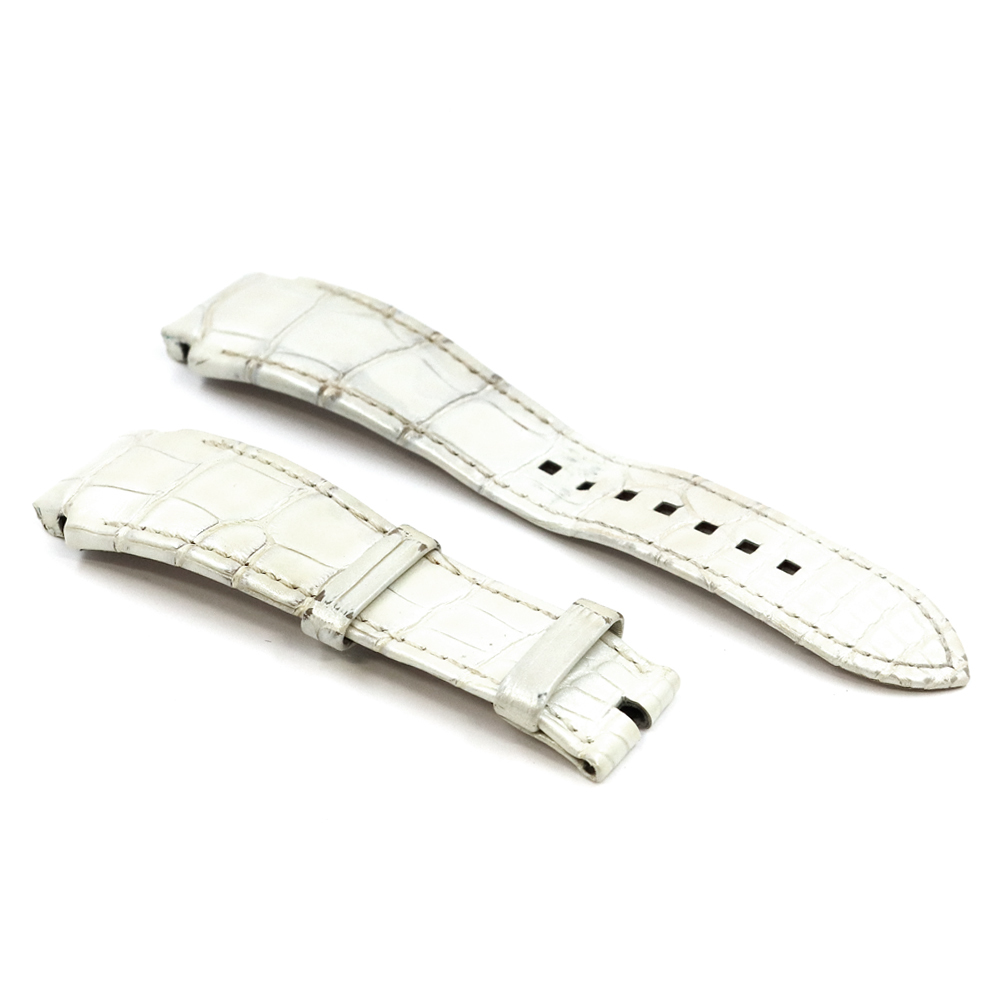 ハリー・ウィンストン(HARRY WINSTON)オーシャン44㎜用替えベルト バネタイプ ストラップ アリゲーター 腕時計 純正品 パールホワイト 中古