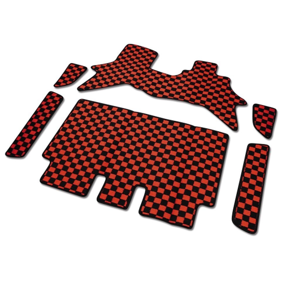  floor mat luggage mat Every Wagon DA17W check .. pattern step mat red black 7 pieces set 