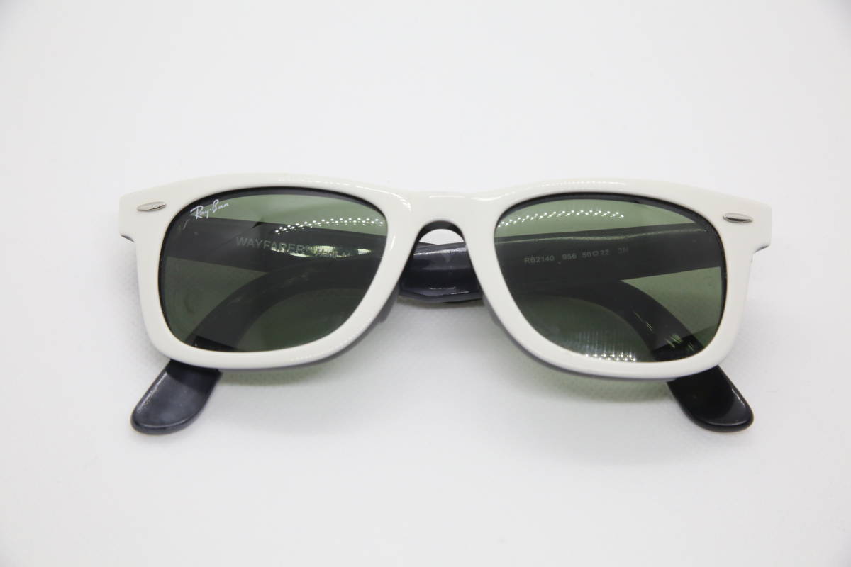 ※中古 Ray-Ban レイバン WAYFARER ウェイファラー サングラス RB2140-956-50□22サイズ 白 難有り White_画像1