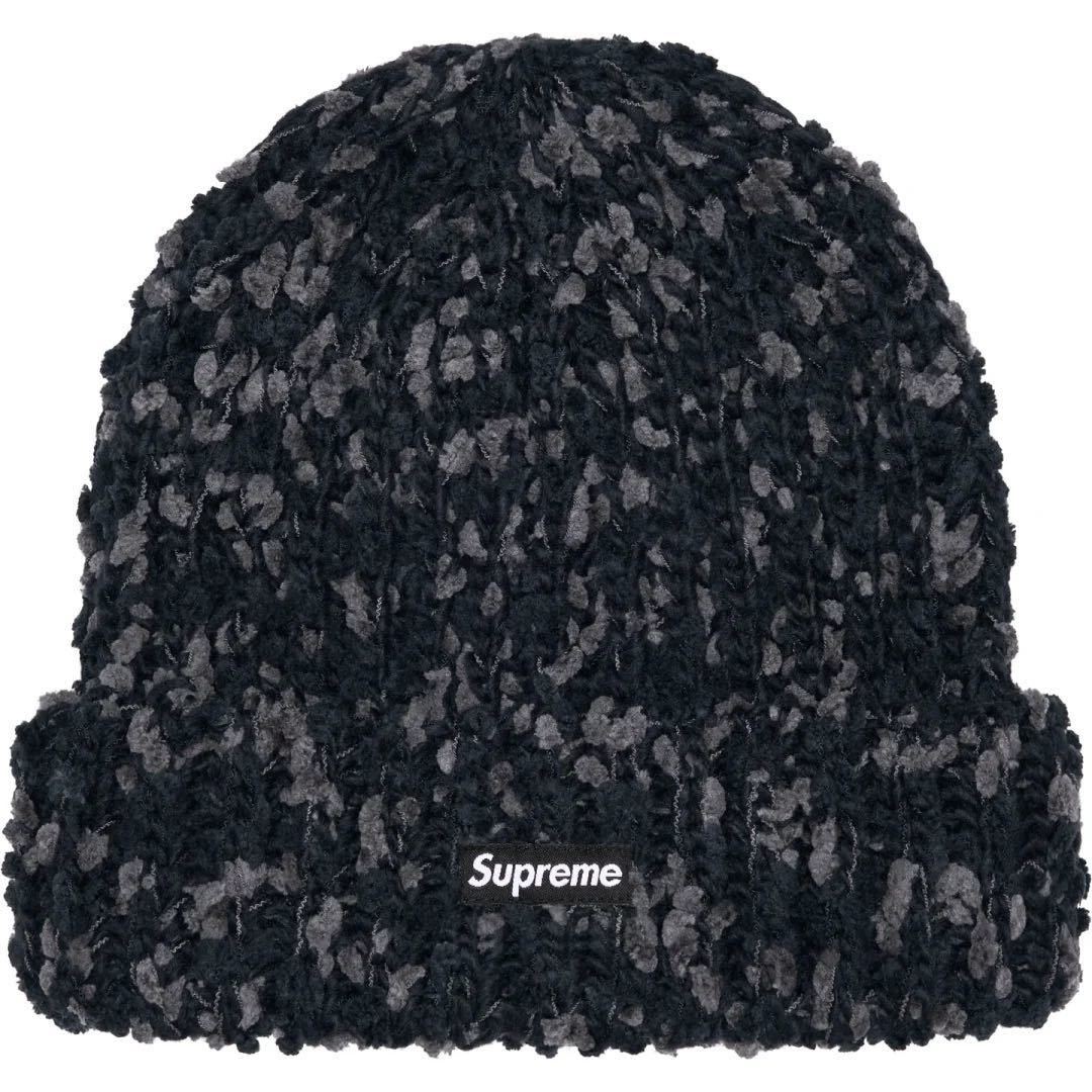 【新品未使用】 23AW 24 新品 SUPREME シュプリーム CHENILLE BEANIE シェニールビーニー ニット帽 帽子 ぼうし BLACK ブラック 黒色