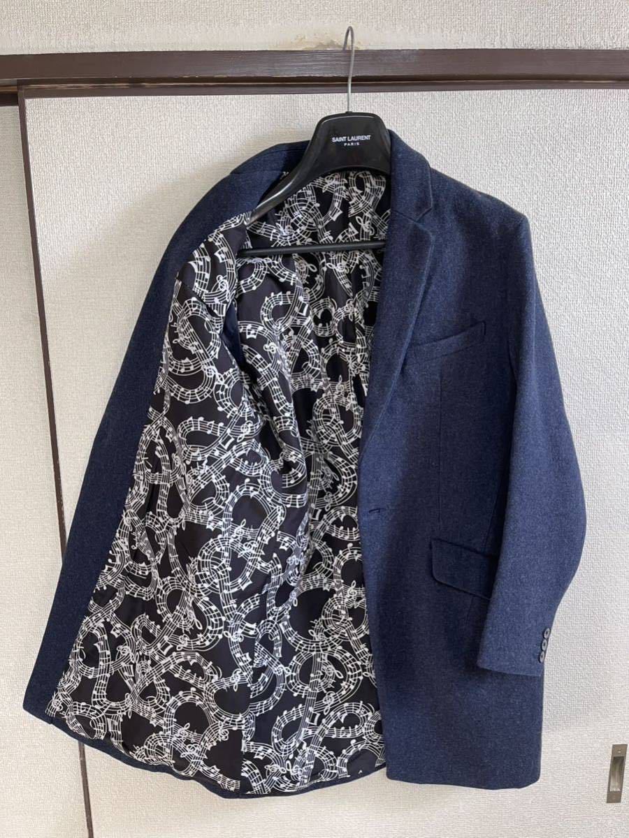 【即決】【良品】 NUMBER NINE × STUDIOUS ナンバーナイン スタディオス CHESTER COAT 音符チェスターコート ロングジャケット NAVY_画像3